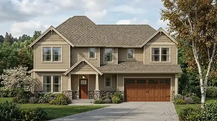 Craftsman house plans 44-514 - front exterior, 2,408 sq ft, 3 bed, 2 bath house plans | Monster House Plans