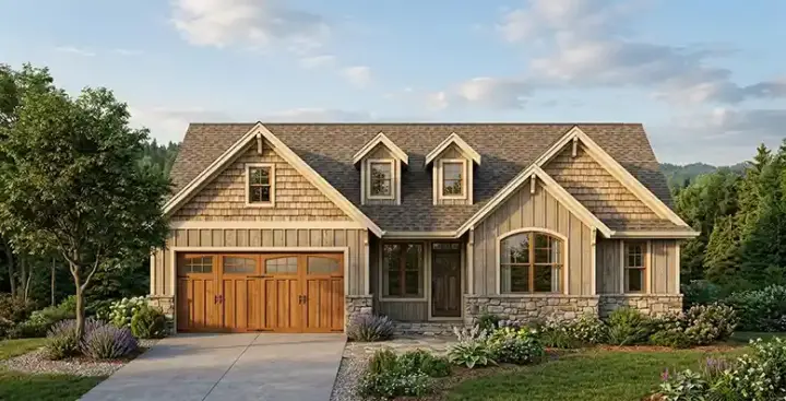 Craftsman house plans 44-525 - front exterior, 2,290 sq ft, 5 bed, 2 bath house plans | Monster House Plans