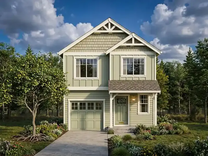 Craftsman house plans 44-528 - front exterior, 1,418 sq ft, 3 bed, 2 bath house plans | Monster House Plans