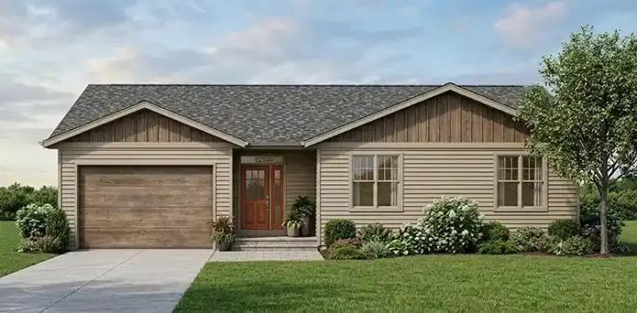 Ranch house plans 44-529 - front exterior, 1,498 sq ft, 3 bed, 2 bath house plans | Monster House Plans