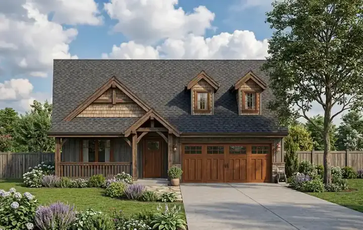 Craftsman house plans 44-533 - front exterior, 1,603 sq ft, 3 bed, 2 bath house plans | Monster House Plans