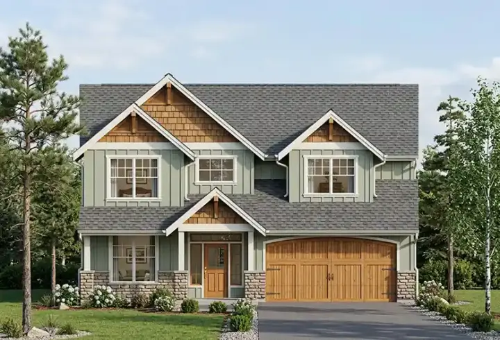 Craftsman house plans 44-544 - front exterior, 2,418 sq ft, 4 bed, 3 bath house plans | Monster House Plans