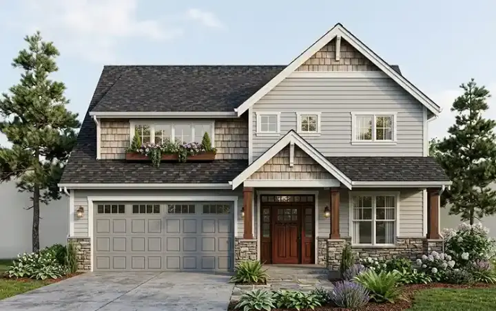 Craftsman house plans 44-545 - front exterior, 2,597 sq ft, 5 bed, 3 bath house plans | Monster House Plans