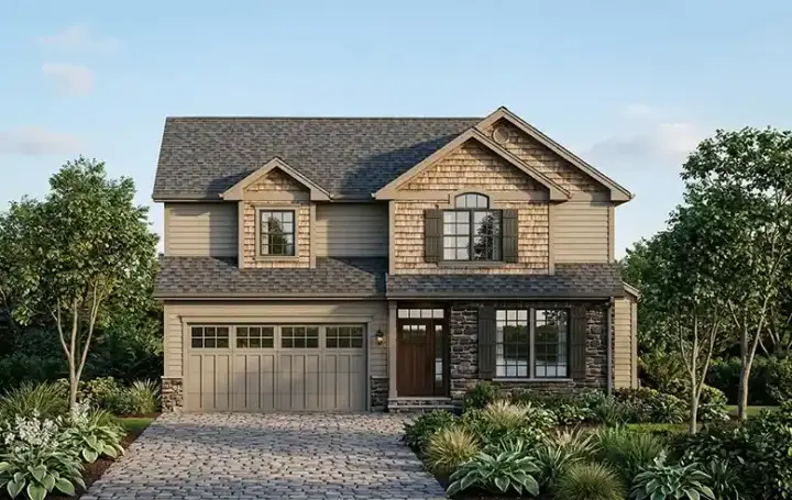 Craftsman house plans 44-552 - front exterior, 1,561 sq ft, 3 bed, 2 bath house plans | Monster House Plans