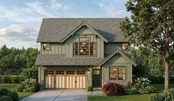 Craftsman house plans 44-554 - front exterior, 2,090 sq ft, 3 bed, 2 bath house plans | Monster House Plans