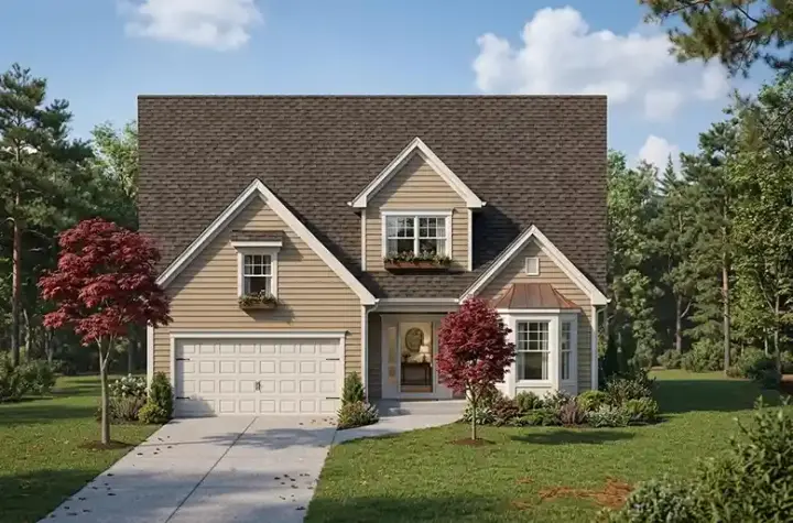 Colonial house plans 45-107 - front exterior, 2,000 sq ft, 3 bed, 2 bath house plans | Monster House Plans