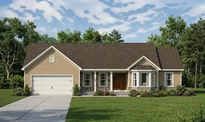 Ranch house plans 45-110 - front exterior, 2,120 sq ft, 3 bed, 2 bath house plans | Monster House Plans