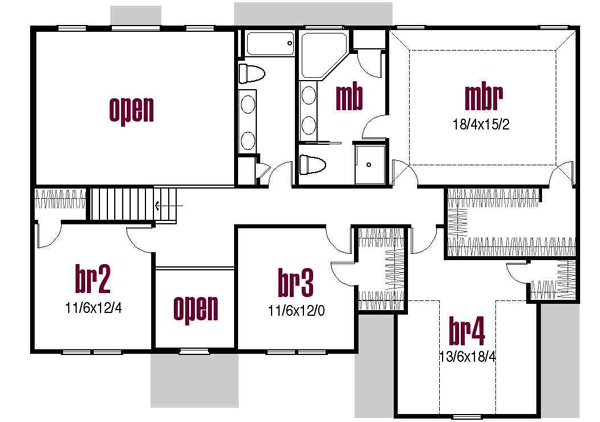 Upper/Second Floor Plan:45-121