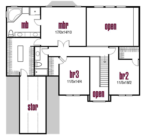 Upper/Second Floor Plan: 45-124