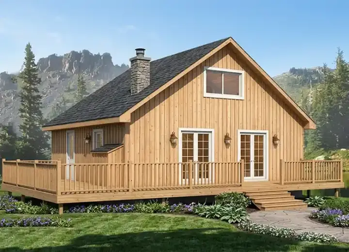 Traditional house plans 46-117 - front exterior, 984 sq ft, 2 bed, 1 bath house plans | Monster House Plans