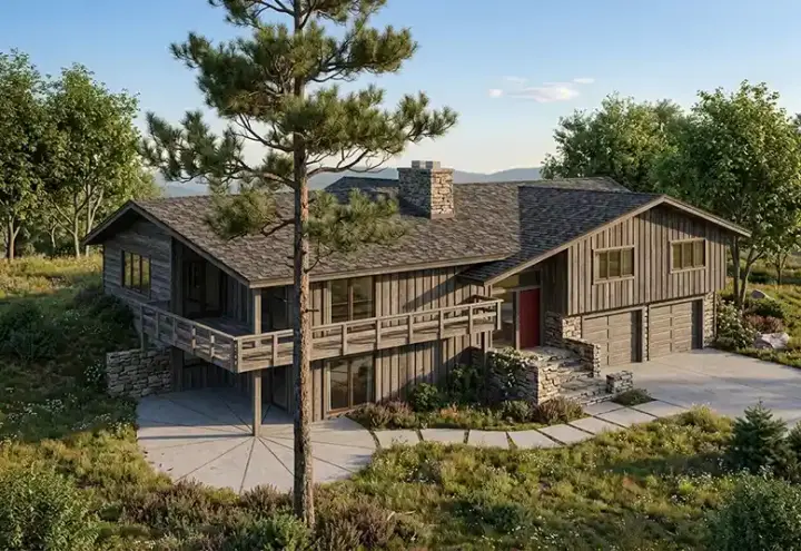 Contemporary house plans 46-119 - front exterior, 2,680 sq ft, 4 bed, 3 bath house plans | Monster House Plans