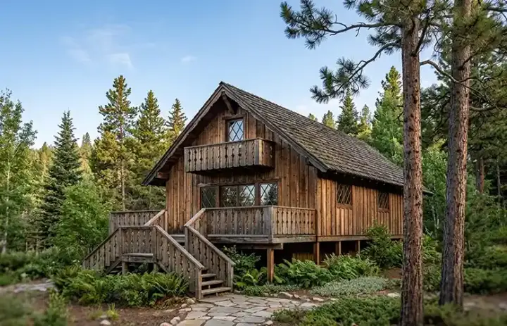 Mountain Rustic house plans 46-124 - front exterior, 1,174 sq ft, 4 bed, 1 bath house plans | Monster House Plans