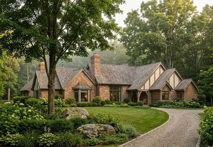 Tudor house plans 46-142 - front exterior, 2,864 sq ft, 4 bed, 3 bath house plans | Monster House Plans