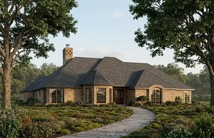 European house plans 46-144 - front exterior, 2,511 sq ft, 4 bed, 3 bath house plans | Monster House Plans