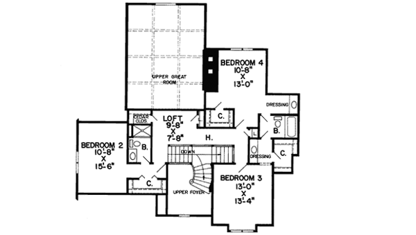 Upper/Second Floor Plan: 46-158