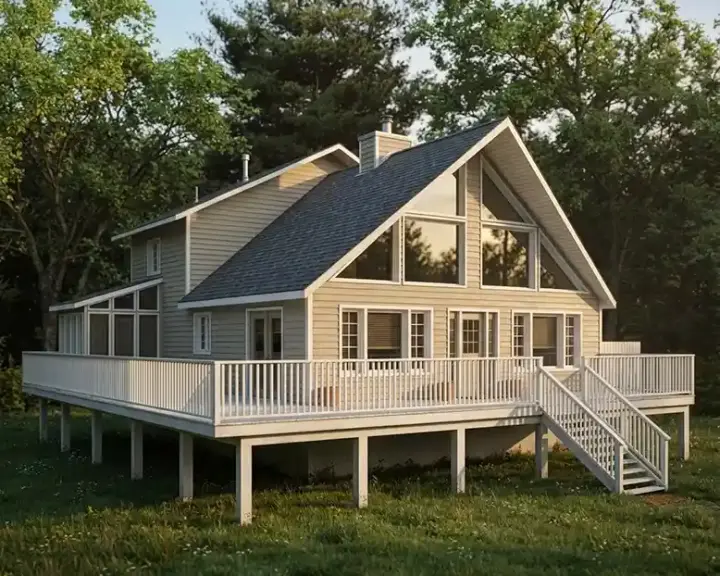 Mountain Rustic house plans 46-165 - front exterior, 2,044 sq ft, 3 bed, 2 bath house plans | Monster House Plans
