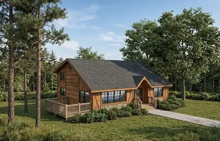 Traditional house plans 46-167 - front exterior, 1,355 sq ft, 3 bed, 2 bath house plans | Monster House Plans