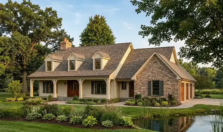 Farmhouse house plans 46-172 - front exterior, 3,119 sq ft, 3 bed, 2 bath house plans | Monster House Plans
