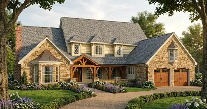 Country house plans 46-173 - front exterior, 3,440 sq ft, 4 bed, 3 bath house plans | Monster House Plans
