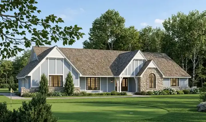 European house plans 46-179 - front exterior, 2,890 sq ft, 4 bed, 3 bath house plans | Monster House Plans