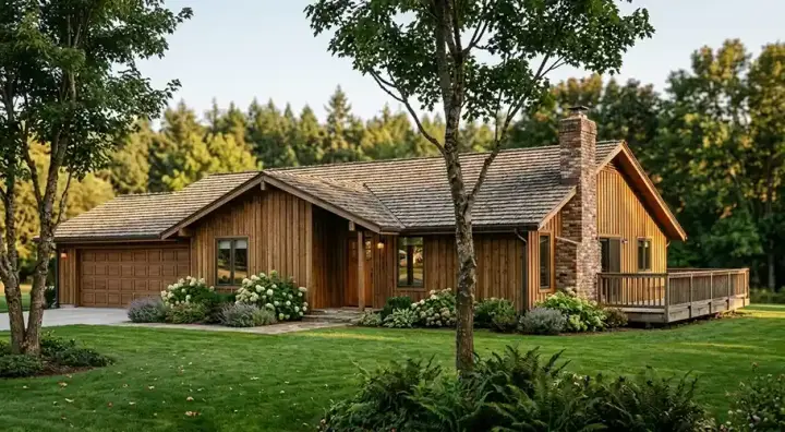 Contemporary house plans 46-193 - front exterior, 1,565 sq ft, 3 bed, 2 bath house plans | Monster House Plans