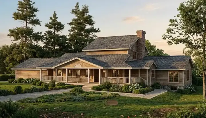 Country house plans 46-197 - front exterior, 2,346 sq ft, 3 bed, 2 bath house plans | Monster House Plans