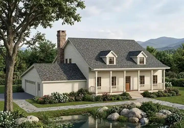 Country house plans 46-203 - front exterior, 2,215 sq ft, 3 bed, 2 bath house plans | Monster House Plans