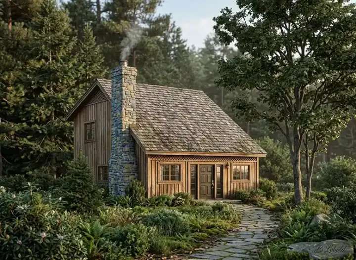 Contemporary house plans 46-231 - front exterior, 990 sq ft, 2 bed, 2 bath house plans | Monster House Plans