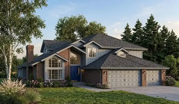 Traditional house plans 46-233 - front exterior, 3,503 sq ft, 4 bed, 3 bath house plans | Monster House Plans