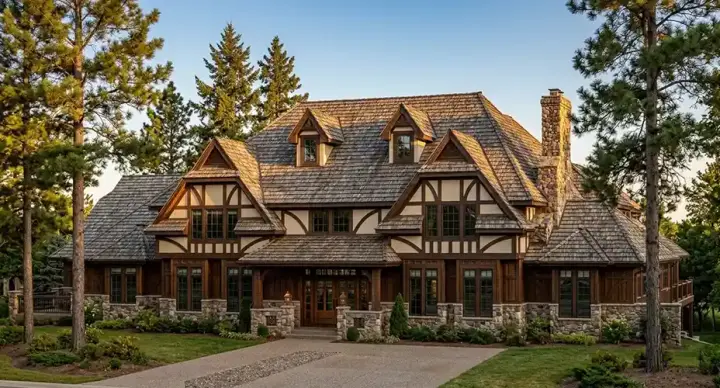 Tudor house plans 46-235 - front exterior, 3,532 sq ft, 4 bed, 3 bath house plans | Monster House Plans