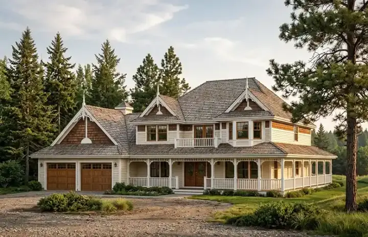 Farmhouse house plans 46-236 - front exterior, 2,279 sq ft, 3 bed, 2 bath house plans | Monster House Plans