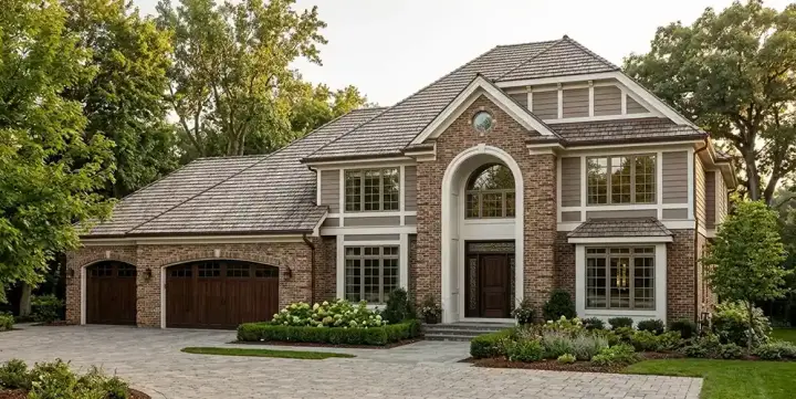 European house plans 46-242 - front exterior, 3,271 sq ft, 4 bed, 2 bath house plans | Monster House Plans