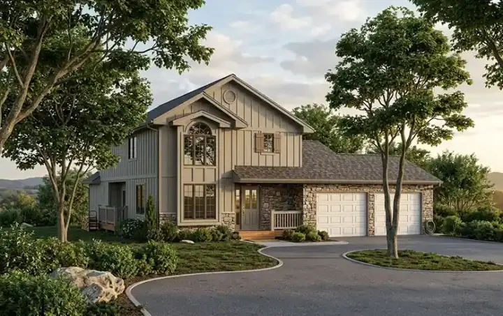 Traditional house plans 46-254 - front exterior, 1,797 sq ft, 3 bed, 2 bath house plans | Monster House Plans