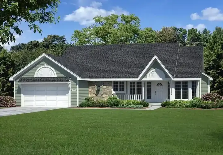 Traditional house plans 46-259 - front exterior, 1,698 sq ft, 3 bed, 2 bath house plans | Monster House Plans