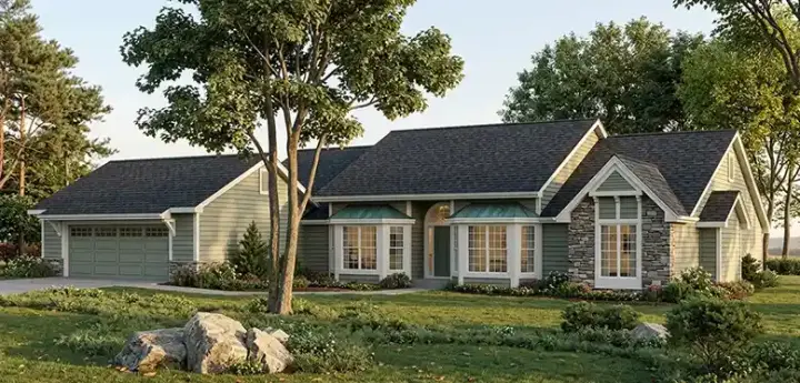 Traditional house plans 46-260 - front exterior, 1,804 sq ft, 3 bed, 2 bath house plans | Monster House Plans