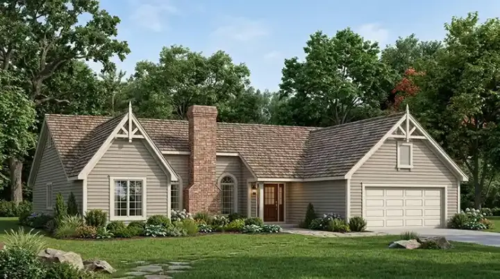 Traditional house plans 46-261 - front exterior, 1,787 sq ft, 3 bed, 2 bath house plans | Monster House Plans