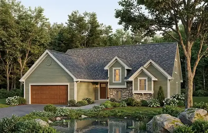 Traditional house plans 46-262 - front exterior, 1,853 sq ft, 3 bed, 2 bath house plans | Monster House Plans