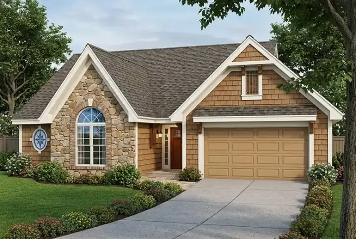 Traditional house plans 46-264 - front exterior, 1,674 sq ft, 3 bed, 2 bath house plans | Monster House Plans