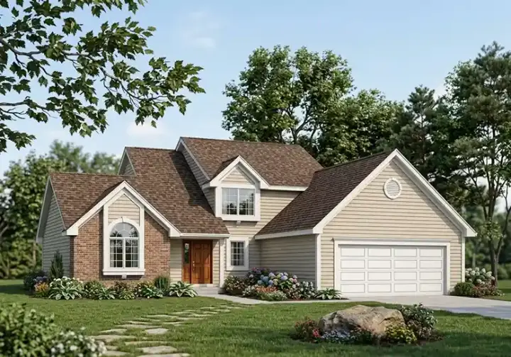 Traditional house plans 46-269 - front exterior, 1,893 sq ft, 3 bed, 2 bath house plans | Monster House Plans