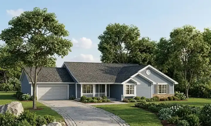 Traditional house plans 46-273 - front exterior, 1,682 sq ft, 3 bed, 2 bath house plans | Monster House Plans