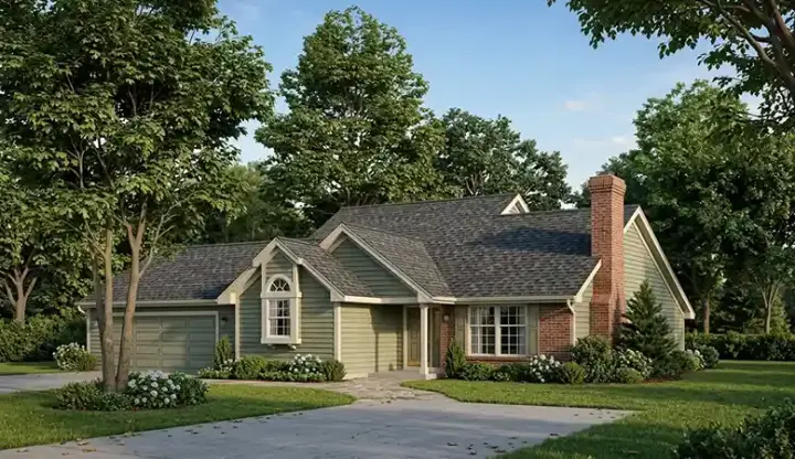 Traditional house plans 46-274 - front exterior, 1,661 sq ft, 3 bed, 3 bath house plans | Monster House Plans