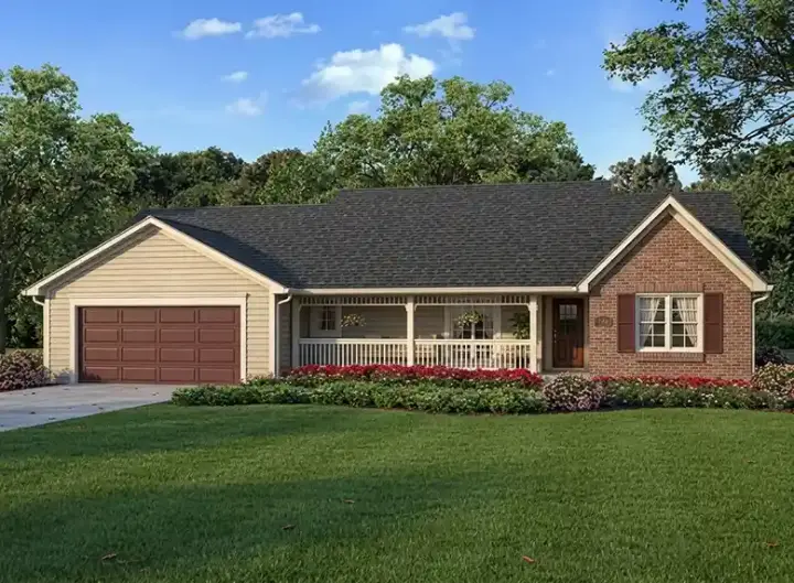 Traditional house plans 46-277 - front exterior, 1,575 sq ft, 3 bed, 2 bath house plans | Monster House Plans