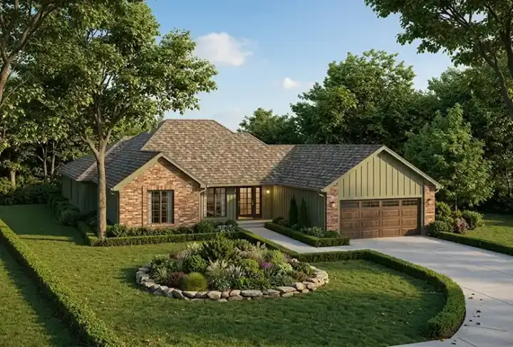 Traditional house plans 46-278 - front exterior, 1,628 sq ft, 3 bed, 2 bath house plans | Monster House Plans