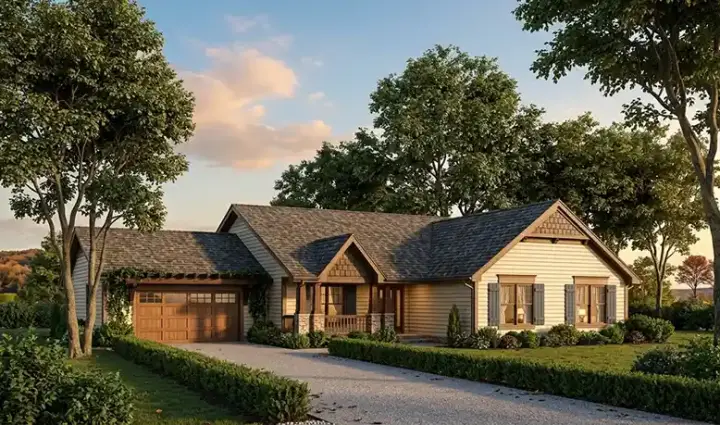 Country house plans 46-294 - front exterior, 2,120 sq ft, 3 bed, 2 bath house plans | Monster House Plans