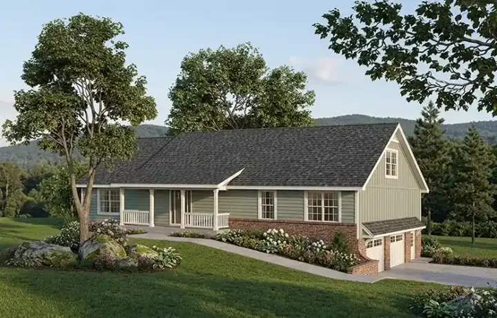 Country house plans 46-295 - front exterior, 2,366 sq ft, 4 bed, 2 bath house plans | Monster House Plans