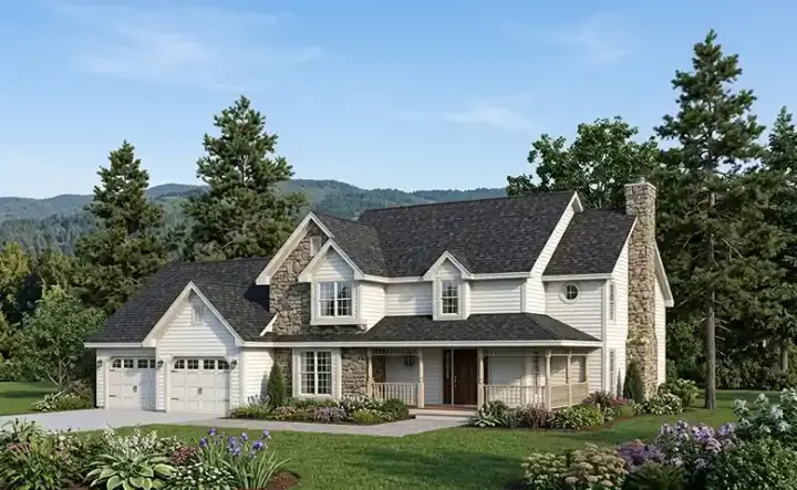 Country house plans 46-296 - front exterior, 2,601 sq ft, 3 bed, 2 bath house plans | Monster House Plans