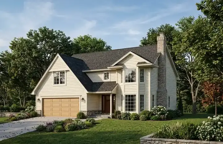 Traditional house plans 46-298 - front exterior, 1,837 sq ft, 3 bed, 2 bath house plans | Monster House Plans