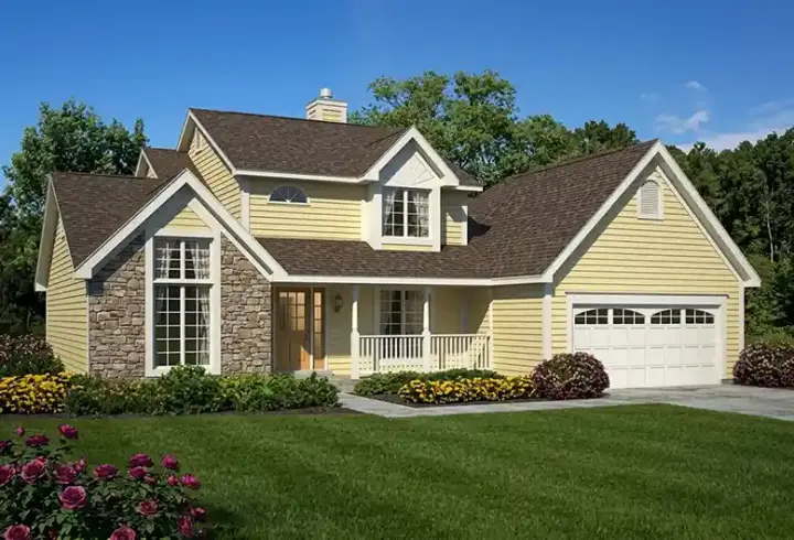 Traditional house plans 46-315 - front exterior, 2,157 sq ft, 3 bed, 2 bath house plans | Monster House Plans