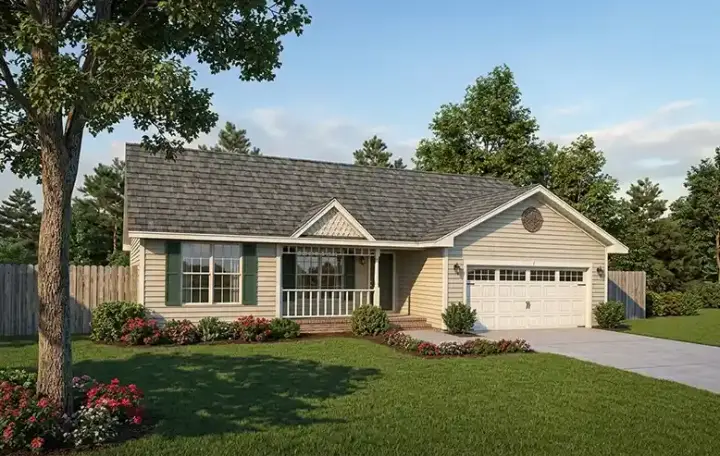 Traditional house plans 46-316 - front exterior, 1,307 sq ft, 3 bed, 2 bath house plans | Monster House Plans