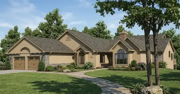 Traditional house plans 46-320 - front exterior, 4,403 sq ft, 4 bed, 4 bath house plans | Monster House Plans